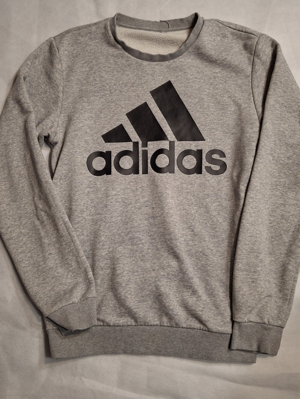 Women's Adidas Light Gray Crewneck Sweatshirt with Black Logo Size S/M